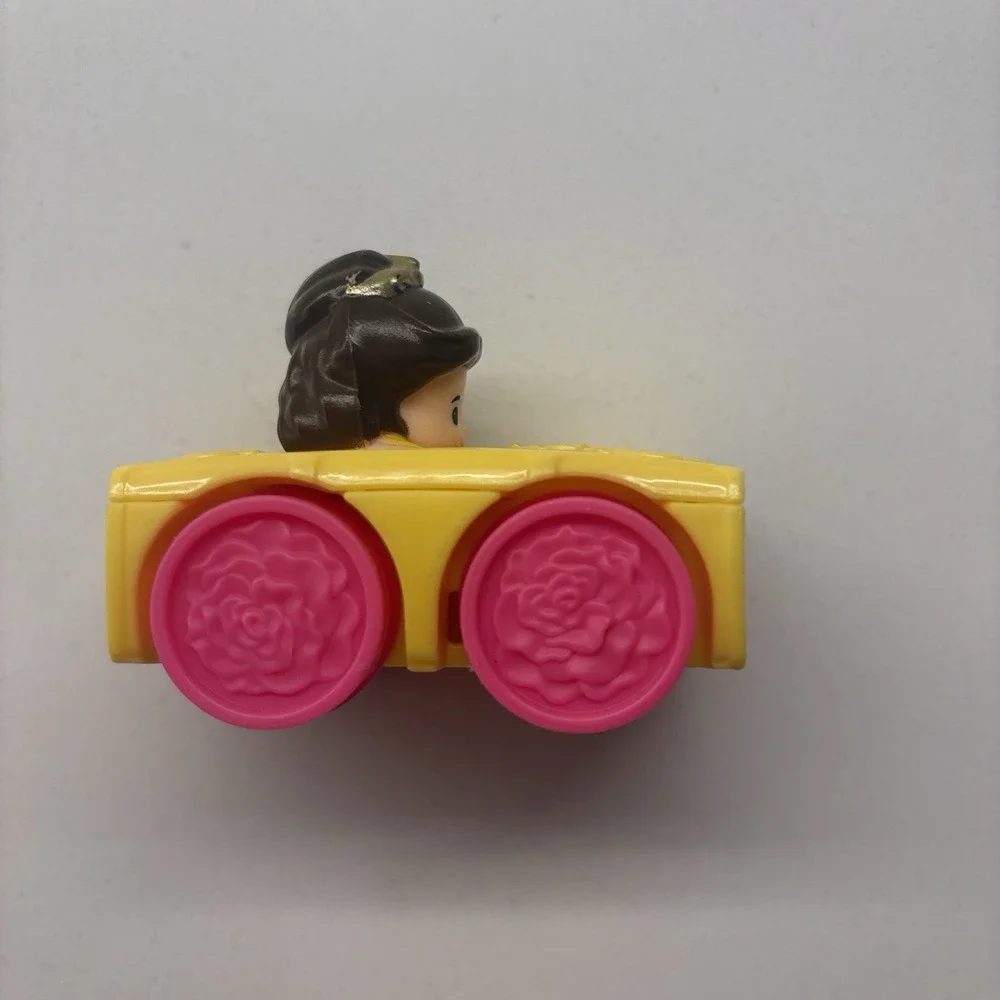 Fisher Price LITTLE PEOPLE Disney PRINCESS BELLE WHEELIES Yellow BOOK SHAPED CAR